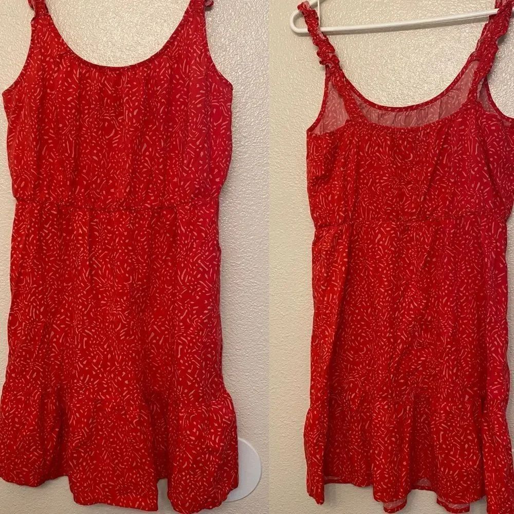 Banana Republic Red White Tiered short Sun Dress Ruffled Straps size S